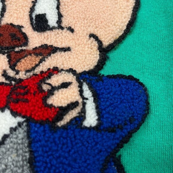 Vintage Porky Loop Stitch Patch Crewneck Sweatshirt Women XL US Made Looney Tune - Picture 3 of 8